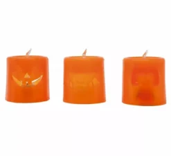 Confezione da 12 Candele Arancio e Nere con Luce 4,5X4,5 cm