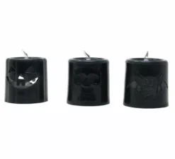 Confezione da 12 Candele Arancio e Nere con Luce 4,5X4,5 cm