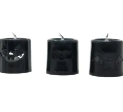 Confezione da 12 Candele Arancio e Nere con Luce 4,5X4,5 cm