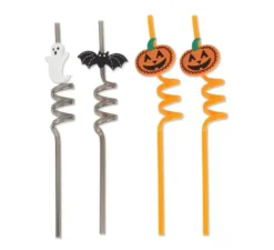 Confezione da 4 cannucce a spirale di Halloween