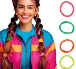 Confezione da 5 elastici per capelli neon in colori assortiti