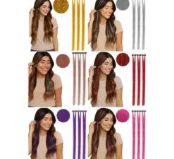 Confezione da 3 extension per capelli lucide da 50 cm in vari colori