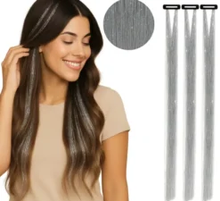 Confezione da 3 extension per capelli lucide da 50 cm in vari colori