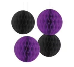 Confezione da 4 favi Halloween viola e neri da 25 e 30 cm