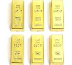 Confezione da 6 lingotti d'oro imitazione da 6x3 cm