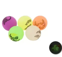 Confezione da 3 palline di gomma luminescenti Halloween in modelli assortiti da 3 cm