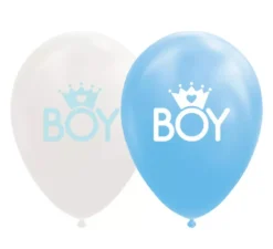Confezione da 8 palloncini azzurri/bianchi 30 cm