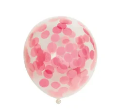 Confezione da 6 palloncini coriandoli rosa baby 30 cm