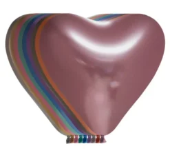 Confezione da 6 Palloncini Cuore Cromati Colori Assortiti 30 cm