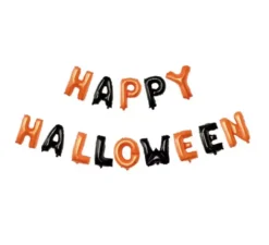 Confezione da 14 Palloncini Happy Halloween Neri e Arancio da 40 cm