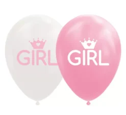Confezione da 8 palloncini rosa confetto/bianco 30 cm
