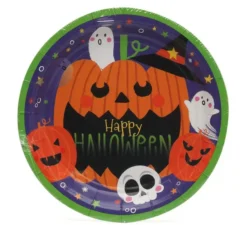 Confezione da 6 piatti di carta Happy Halloween da 18 cm