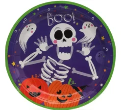 Confezione da 6 piatti di carta Skeleton Boo da 23 cm
