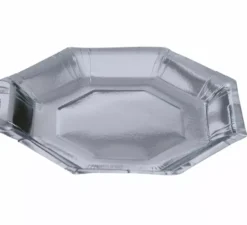 Confezione da 6 Piatti Ottagonali in Argento da 23 cm