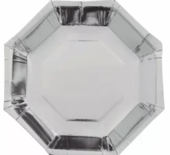 Confezione da 6 Piatti Ottagonali in Argento da 23 cm