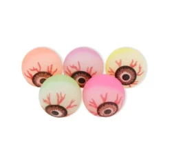 Confezione da 3 sfere oculari in gomma luminescente in colori assortiti da 3 cm