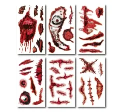 Confezione da 6 tatuaggi cuciti su ferite in modelli assortiti da 6,8 cm