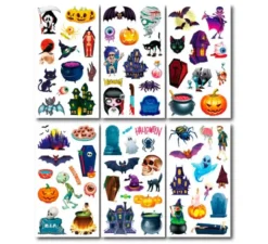 Confezione da 6 tatuaggi della casa stregata in modelli assortiti da 6,8 cm