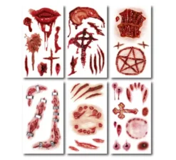 Confezione da 6 tatuaggi per ferite in modelli assortiti da 6,8 cm