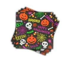 Confezione da 12 tovaglioli con stampa Spooky Halloween da 33x33 cm