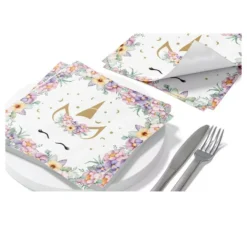 Confezione da 8 Tovaglioli Unicorno da 33x33 cm