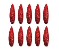 Confezione da 10 unghie da demone rosso con glitter