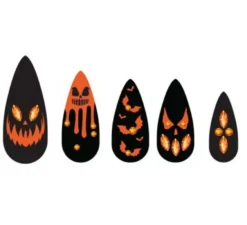 Confezione da 12 unghie finte a forma di zucca con gioielli