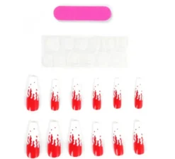 Confezione da 12 unghie finte con sangue finto
