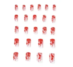 Confezione da 24 unghie finte di Halloween rosse e bianche