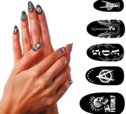 Confezione da 12 unghie punk con colla