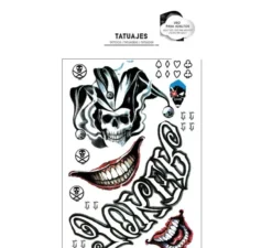 Confezione di tatuaggi clown in conflitto da 20x32 cm