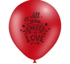 Confezione 8 palloncini rossi Tutto ciò di cui hai bisogno è l'amore 95 cm di perimetro