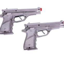 Coppia di custodie per cartucce con 2 pistole d'argento