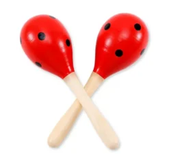 Coppia di maracas in legno da 20 cm con pois