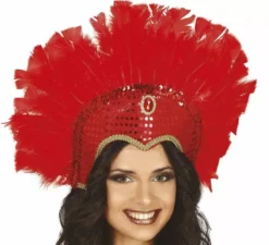 Copricapo con piume rosse