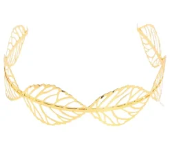 Corona con foglie di metallo dorato