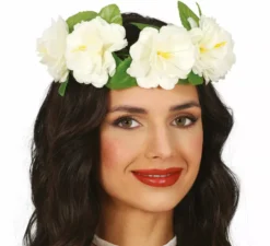Corona di fiori bianchi da 20 cm
