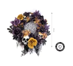 Corona di fiori viola con luce 42x42 cm