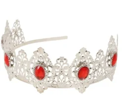 Coroncina d'argento con pietre rosse da regina