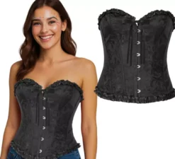 Corsetto nero con fiocco per donna