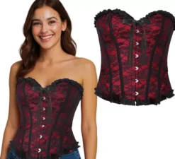 Corsetto pirata bordeaux per donna