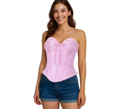 Corsetto rosa con fiocco per donna