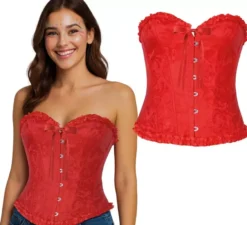 Corsetto rosso con fiocco per donna