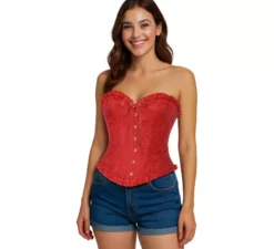 Corsetto rosso con fiocco per donna