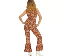 Costume anni '70 Tuta arancione a rombi per donna
