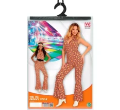 Costume anni '70 Tuta arancione a rombi per donna