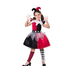 Costume Arlequina rosso e nero per bambina