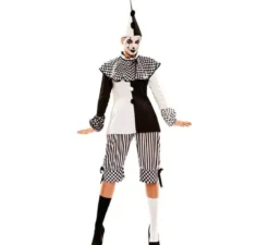 Costume arlequino bianco e nero per donna