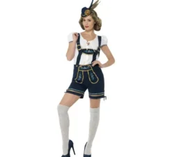 Costume bavarese blu con lederhosen per le donne