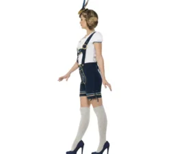 Costume bavarese blu con lederhosen per le donne